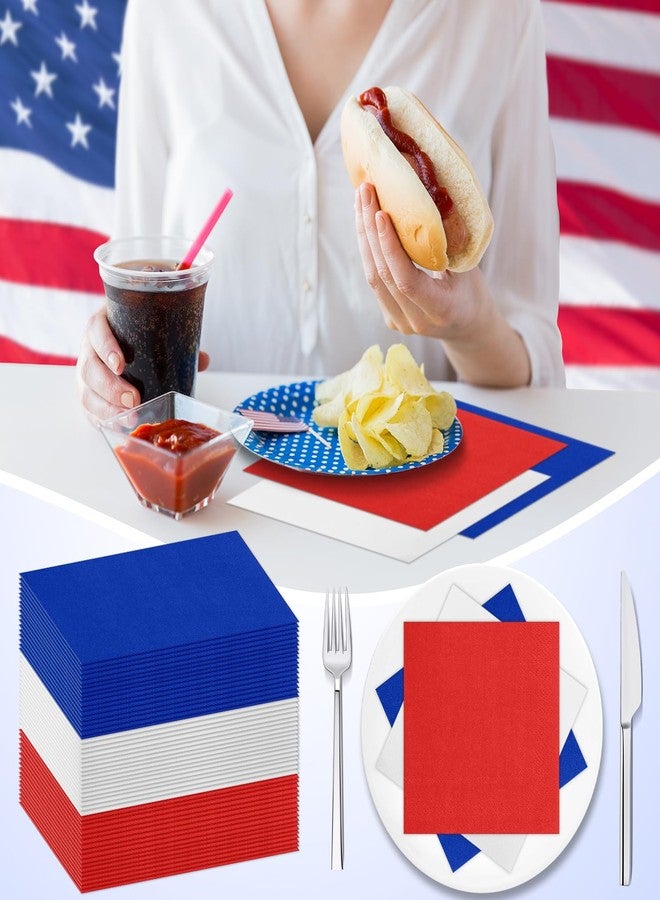 Weekgrat 120 Pcs Patriotic Napkins Red White and Blue Napkins 4th of July Disposable Napkins for Cocktail Veteran Independence Day Party Supplies Xmas Dinner Napkins Decorations - Image 4